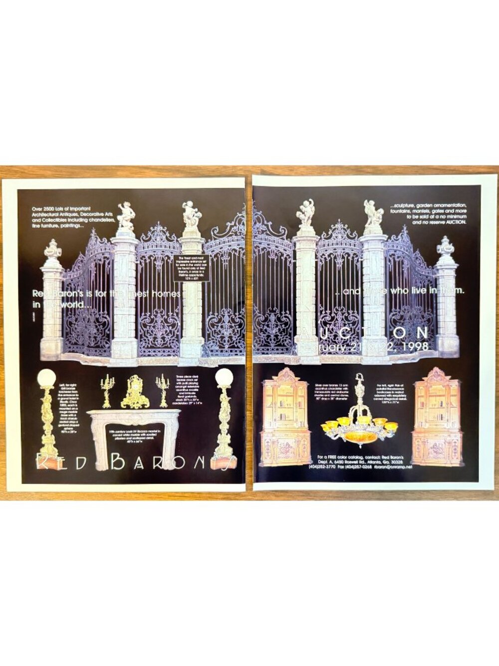 Vintage 1998 Red Barons Finest Homes 2 Page Cut Magazine Advertisement Print Ad